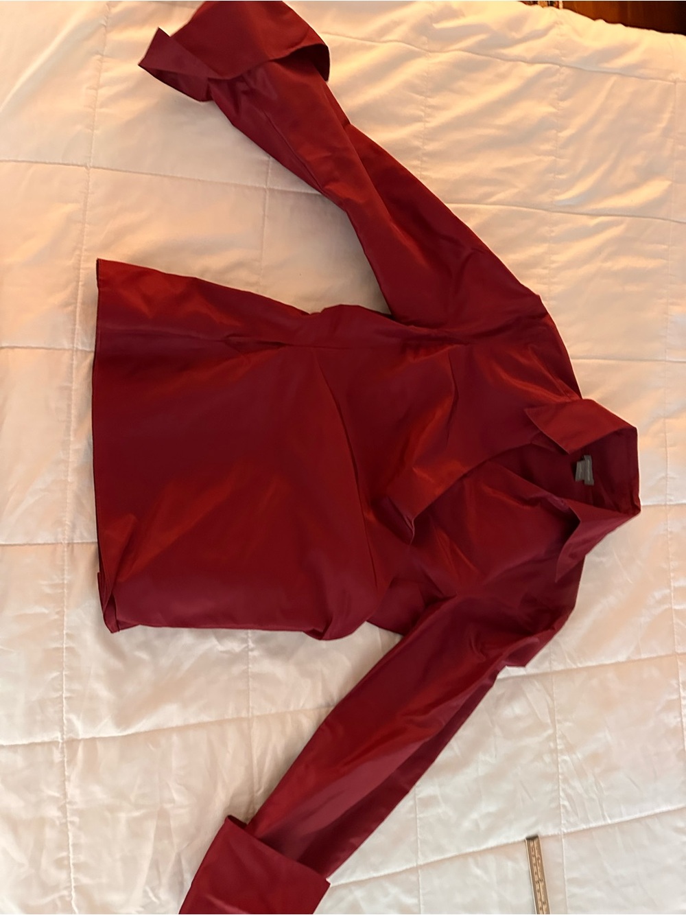 Ann Taylor Red Silk Wrap Blouse - Picture 3 of 8